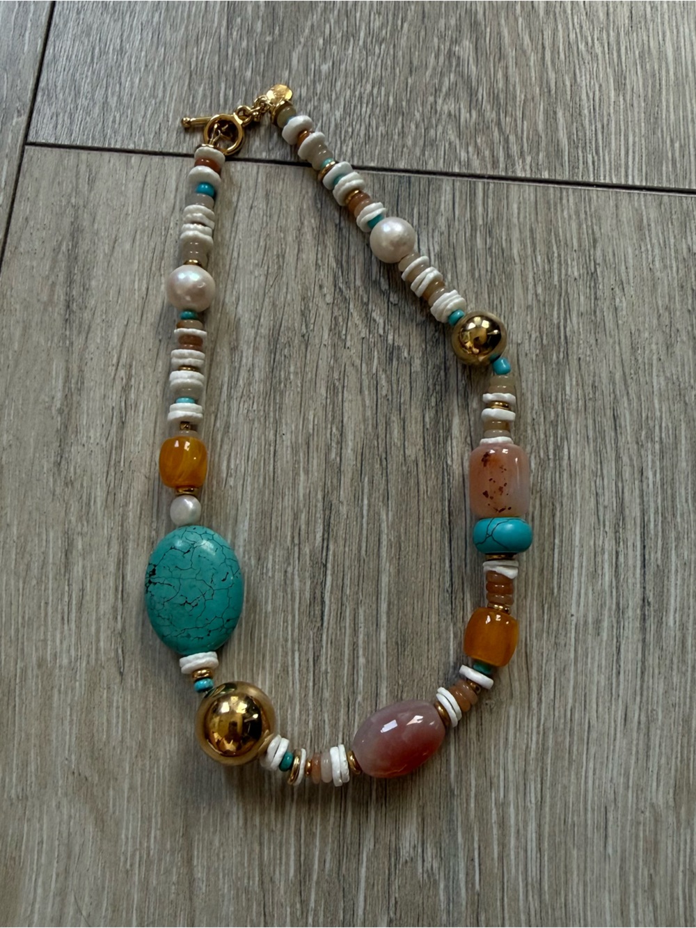 Mayamar Turquoise & Gold Beaded Women’s Necklace
